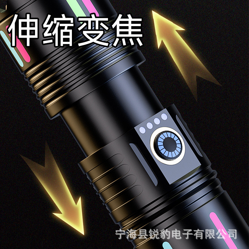 手电筒强光充电式便携户外远射超亮白激光变焦多功能家用耐用巡逻|undefined