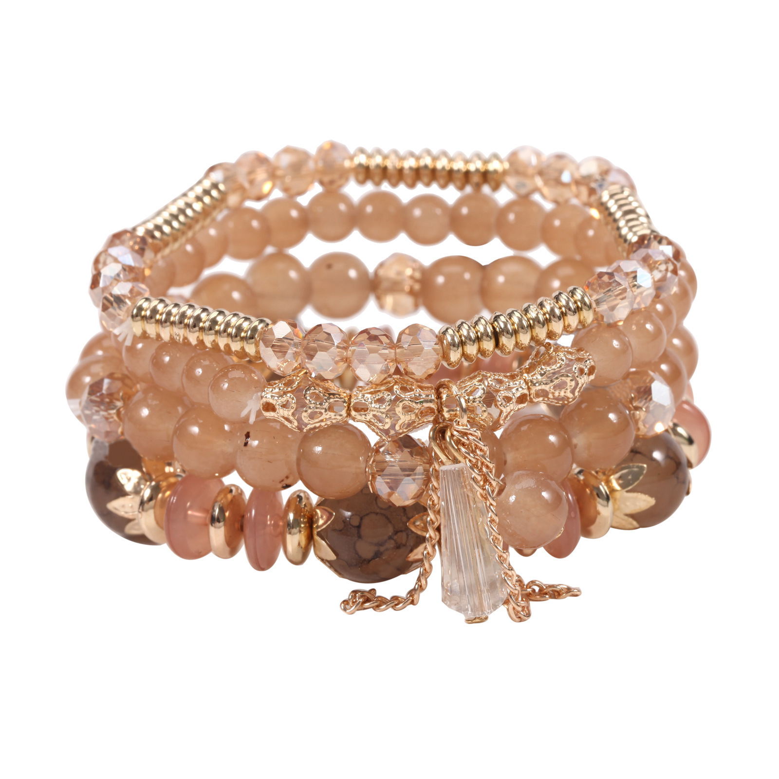 European and American Cross-Border Best-Selling Bohemian Set Bracelet Multi-Layer Crystal Tassel Beaded Bracelet Women's Fashion Bracelet