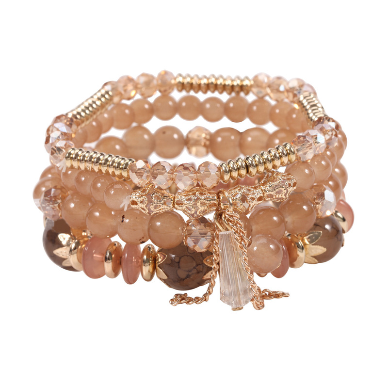 European and American Cross-Border Best-Selling Bohemian Set Bracelet Multi-Layer Crystal Tassel Beaded Bracelet Women's Fashion Bracelet European and American Cross-Border Best-Selling Bohemian Set Bracelet Multi-Layer Crystal Tassel Beaded Bracelet Women's Fashion Bracelet