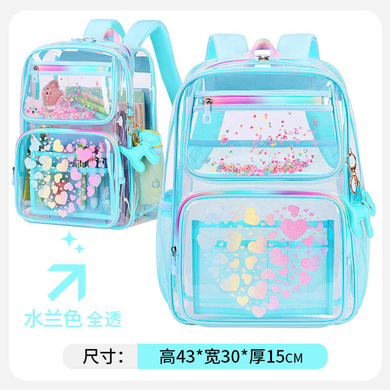 Venta directa de fábrica Amazon comercio exterior bolsa transparente moda dibujos animados mochila escolar para niños y niñas escuela primaria escuela secundaria escuela secundaria mochila