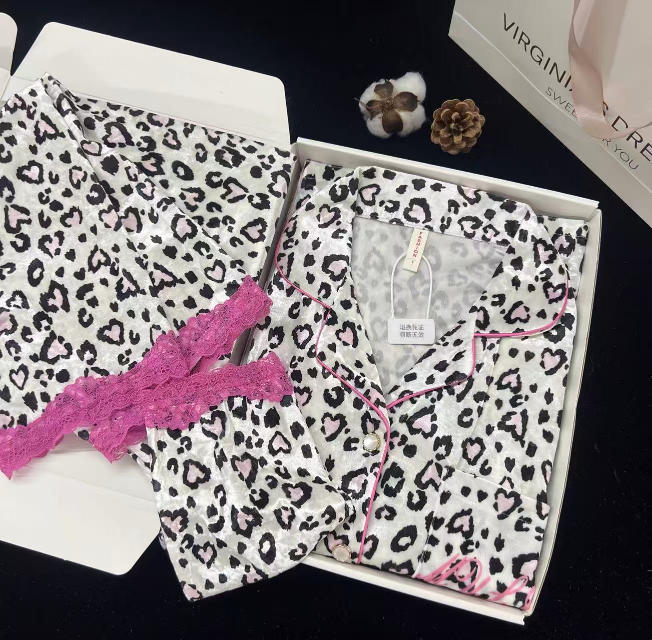 5075#고양이 핑크 레오파드 - 여성용