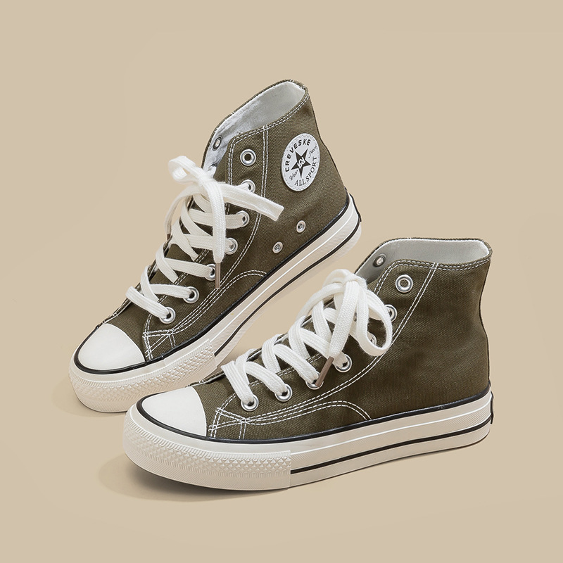Retro clásico de la década de 1970 tres veces vulcanizado aceite brillante zapatos de lona de alto perfil para hombres y mujeres parejas de zapatos de skate de estudiantes versátiles