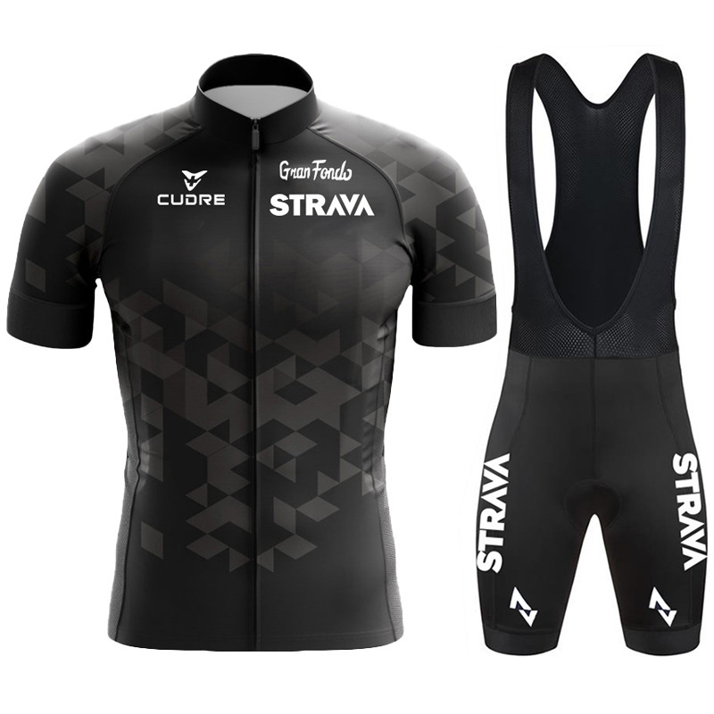 Strava Cross-Border Tour De France Men's Short-Sleeved Suit Row Bicycle Event Cycling Jersey Top Ready for Sale