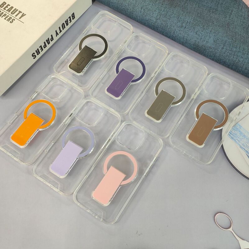 Transparent Space Shell Folding Stand Suitable for Apple 17 Pro Max Phone Case iPhone 16 Magnetic Suction 15 Large Hole 14