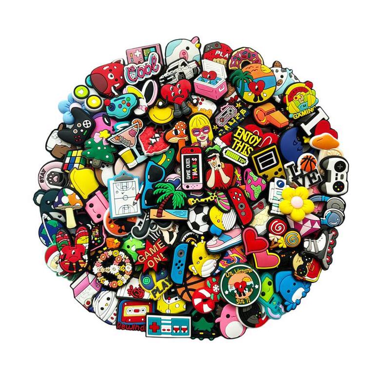 Random Crocs Shoe Buckle 203050100Pcs Pvc Shoes Charm Garden Shoe Accessories Children's Party Gift Easiest for Match