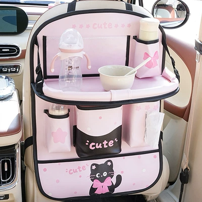 Back Organizer Storage Bag Hanging: Car table board - storage-bag-z-type-cute-bow-cat-with-small-table