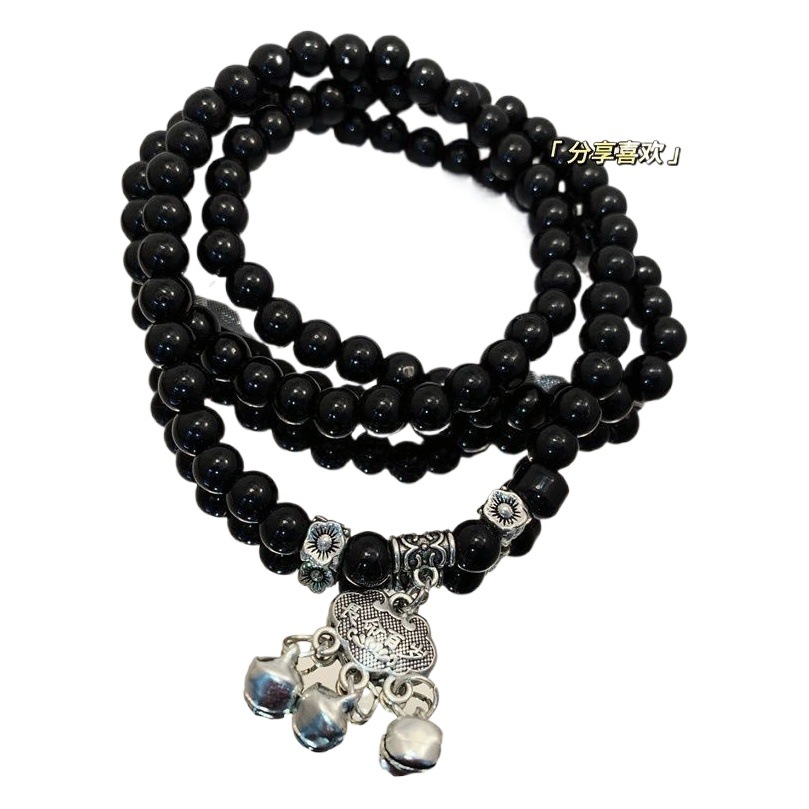 Pequeño Libro Rojo Campana de bloqueo de seguridad de bobinado pulsera collar de doble uso vintage estilo Buda blanco todo partido pareja novias