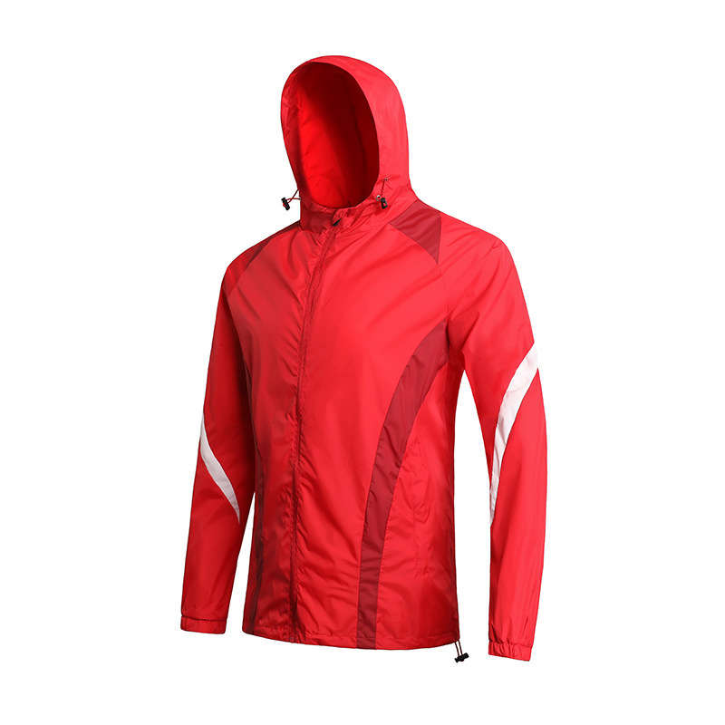 New Sports Outdoor Windbreaker Jacket Football Training Clothing Windproof and Waterproof Men's and Women's Sports Hooded Windbreaker Group Purchase