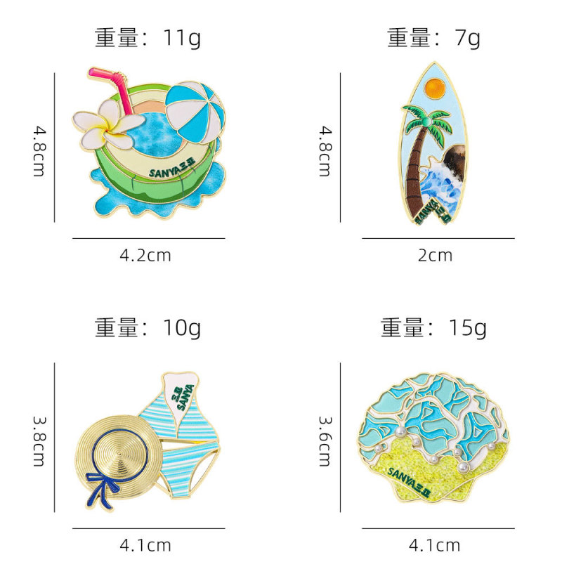 文化と創造的な三亜市観光名所金属バッジココナッツビーチ海南お土産ブローチ衣類ペンダント|undefined