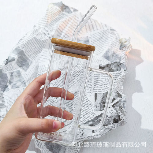 Glass Water Cup High Borosilicate Colorful Handle Household Glass Cup Heat Resistant Can Be Heated Breakfast Cup Coffee Milk Cup