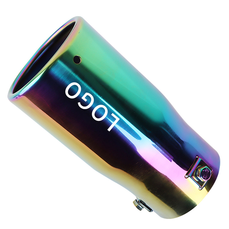 Factory direct supply modified single tail throat universal stainless steel exhaust pipe muffler car tail throat thickened grilled blue