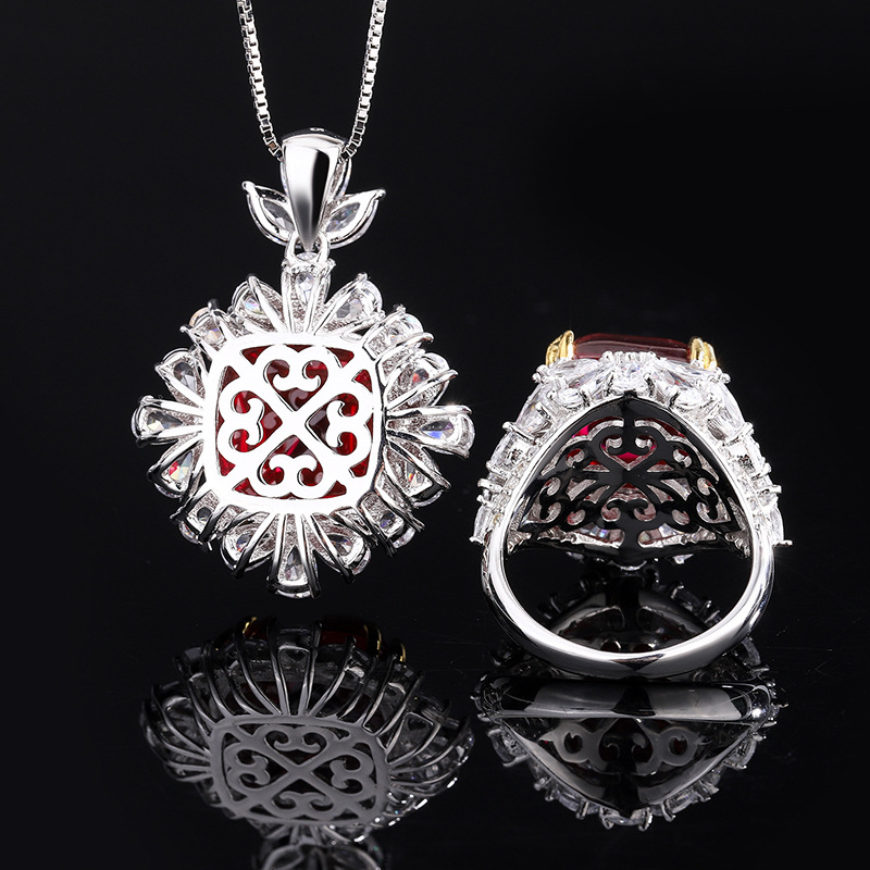 Zhuang Sheng joyería S925 plata imitación color tesoro marrón torre de azúcar industria pesada sello inferior colgante anillo traje 14*14-12*12