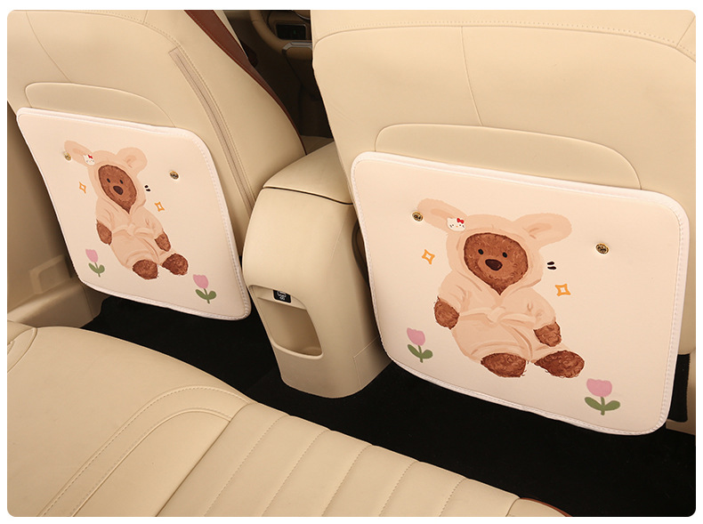 Cartoon Car Anti-Kick Pad, Leather Printed Car Seat Back Anti-Dirty Protective Pad, Cute Car Rear Seat Anti-Kick Pad