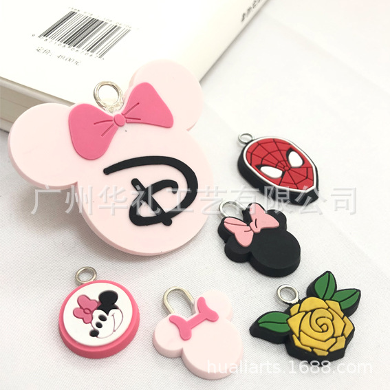 PVC书包卡通时尚造型拉链头手袋服饰硅胶拉片滴胶图案