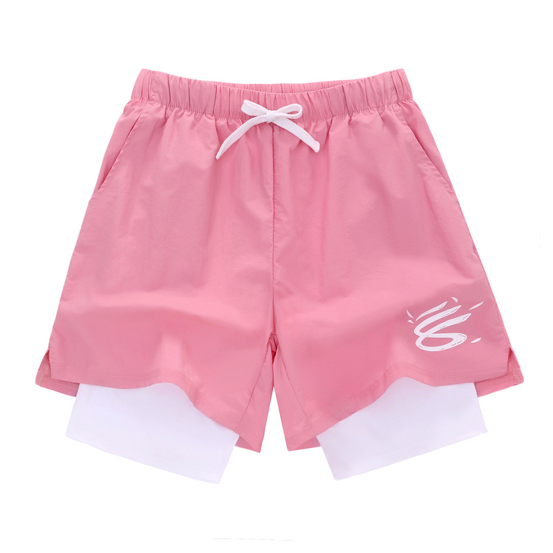 New Curry Kobe Fake Two-Piece Sports Casual Basketball Anti-Walk Quick-Dry Lined Two-in-One Training Shorts