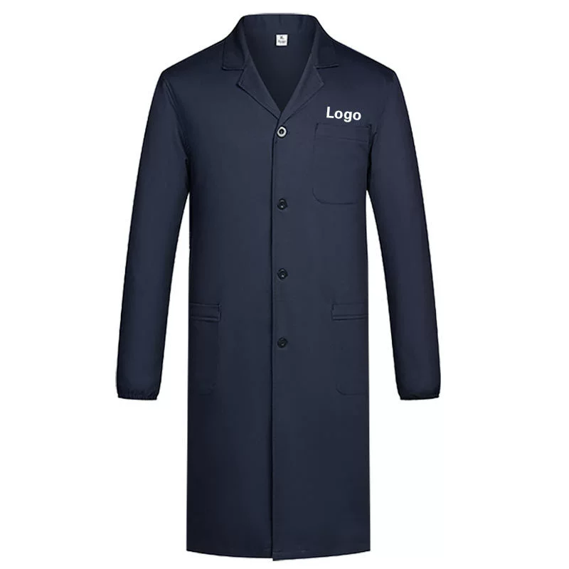 Рабочая одежда, длинный мужской антистатический защитный костюм из чистого хлопка, синий халат для работы с химикатами, износостойкий, пыленепроницаемый и грязеотталкивающий лабораторный халат.