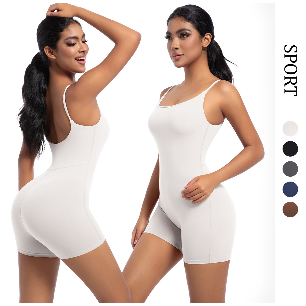 European and American Naked Yoga Sling Beautiful Back Tight Bodysuit Women's High Intensity Training Dance Sports Fitness Bodysuit