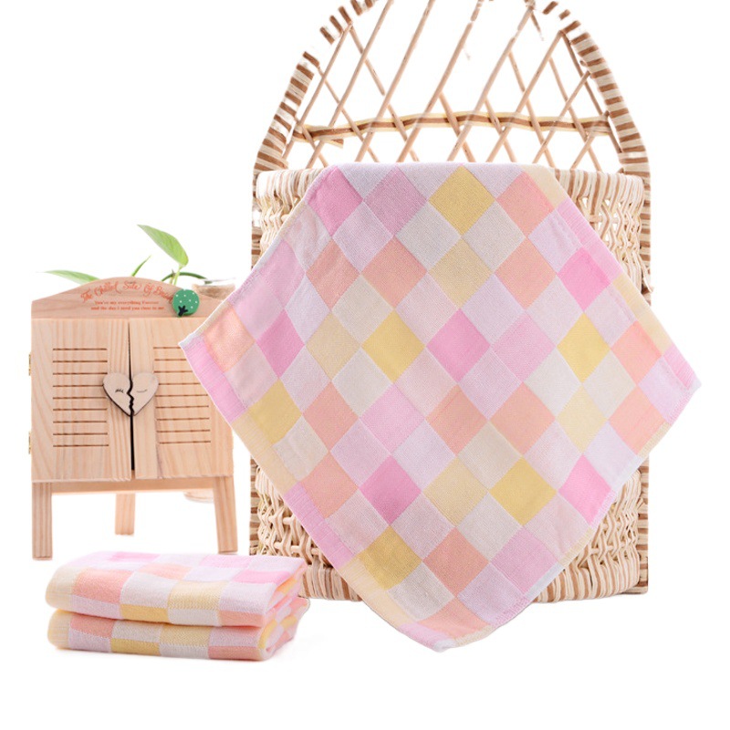 Cotton Double-Layer Gauze Small Square Towel, Small Towel for Kindergarten Babies, Hand Towel, Handkerchief, Infant Saliva Towel, All-Cotton
