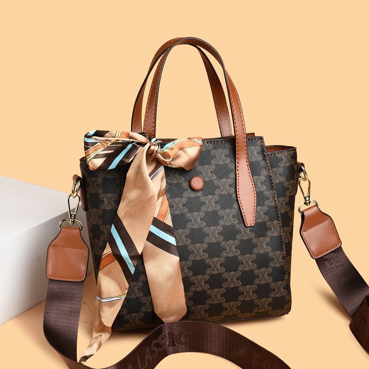 Cross-Border Large-Capacity High-End Crossbody Bag, Light Luxury Versatile Silk Scarf Style Basket Fashion Printed Girlfriend Tote Bag