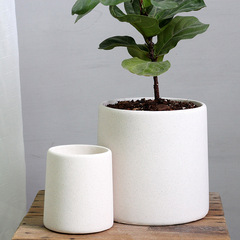 Simple Nordic style round cement flower pot concrete creative personality white living room large cylindrical pot set pot