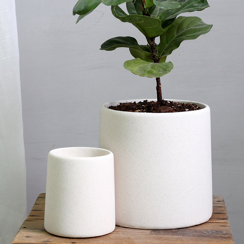 Simple Nordic Style Round Cement Flower Pot Concrete Creative Distinctive White Living Room Large Cylindrical Pot Set