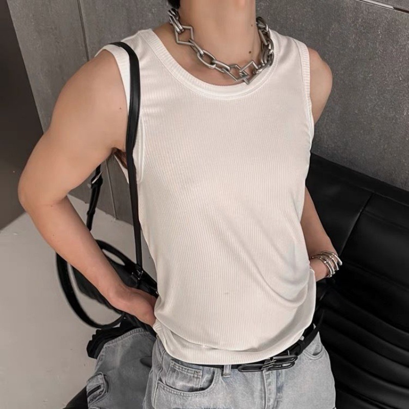 흰색 넓은 어깨 스레드 단일 조각]