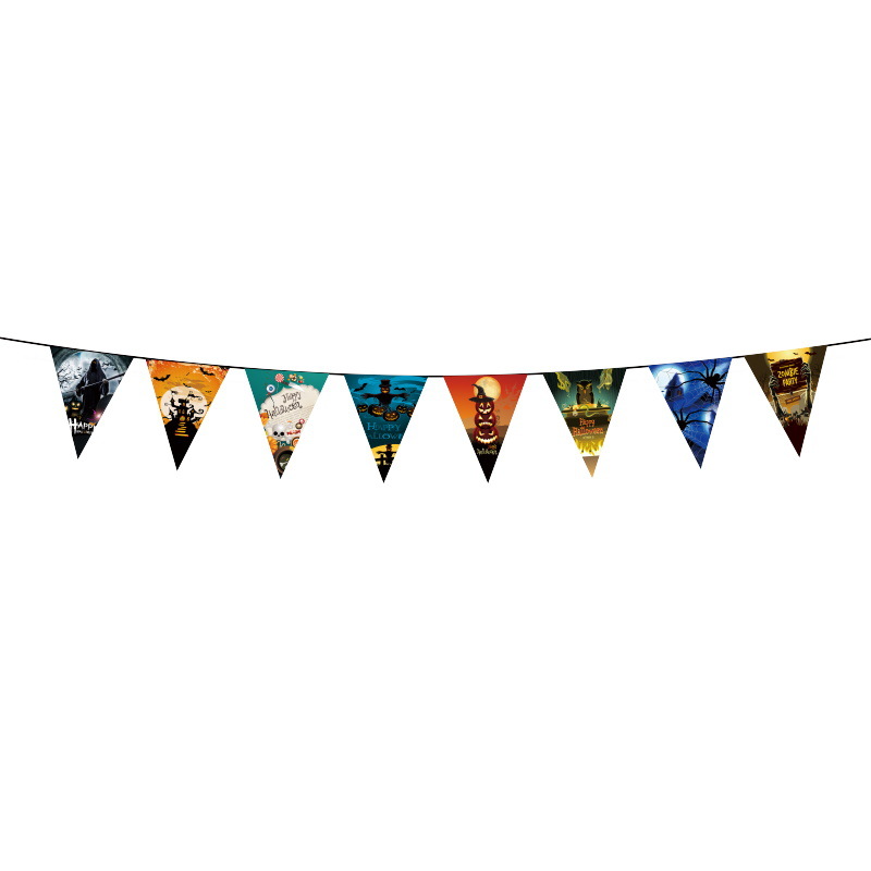 Nuevo Halloween transfronterizo, bandera, calabaza, bruja, fiesta KTV, decoración de papel, decoración del festival de fantasmas, accesorios