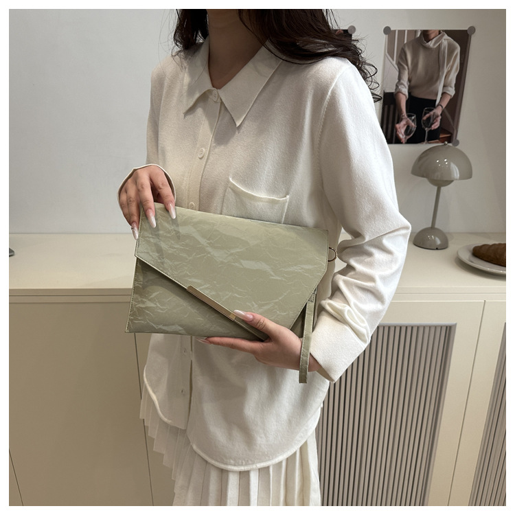 112g Weight Sewing Thread Fashion Element Magnetic Buckle Closure Type Top Handle Strap Type Envelope Bag Bags Type Office, Party Occasion Pu Leather Material Solid Color Pattern All Seasons Season Women's Gender Elegant Style Square Shape Pu Leather Solid Color Sewing Thread Square Clutches 7