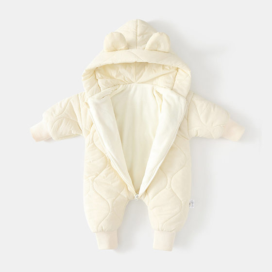 Baby Winter Outgoing Clothes for Boys and Girls Baby One-Body Clothes Autumn and Winter Outer Wearing Warm Clothes Newborn Clothes Thickened fleece-lined