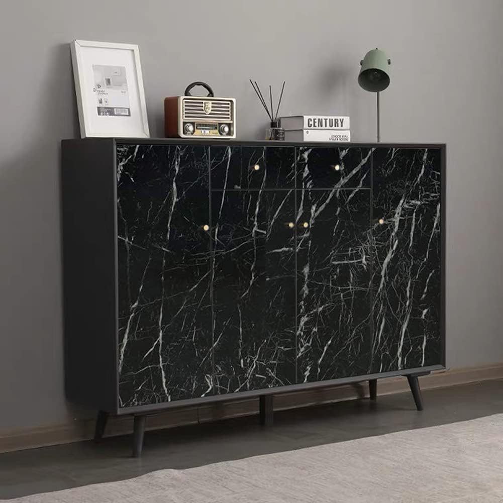 Black Peel And Stick Marble Countertop Self-Adhesive Wallpaper Desktop Cabinet Sticker_voghion.com
