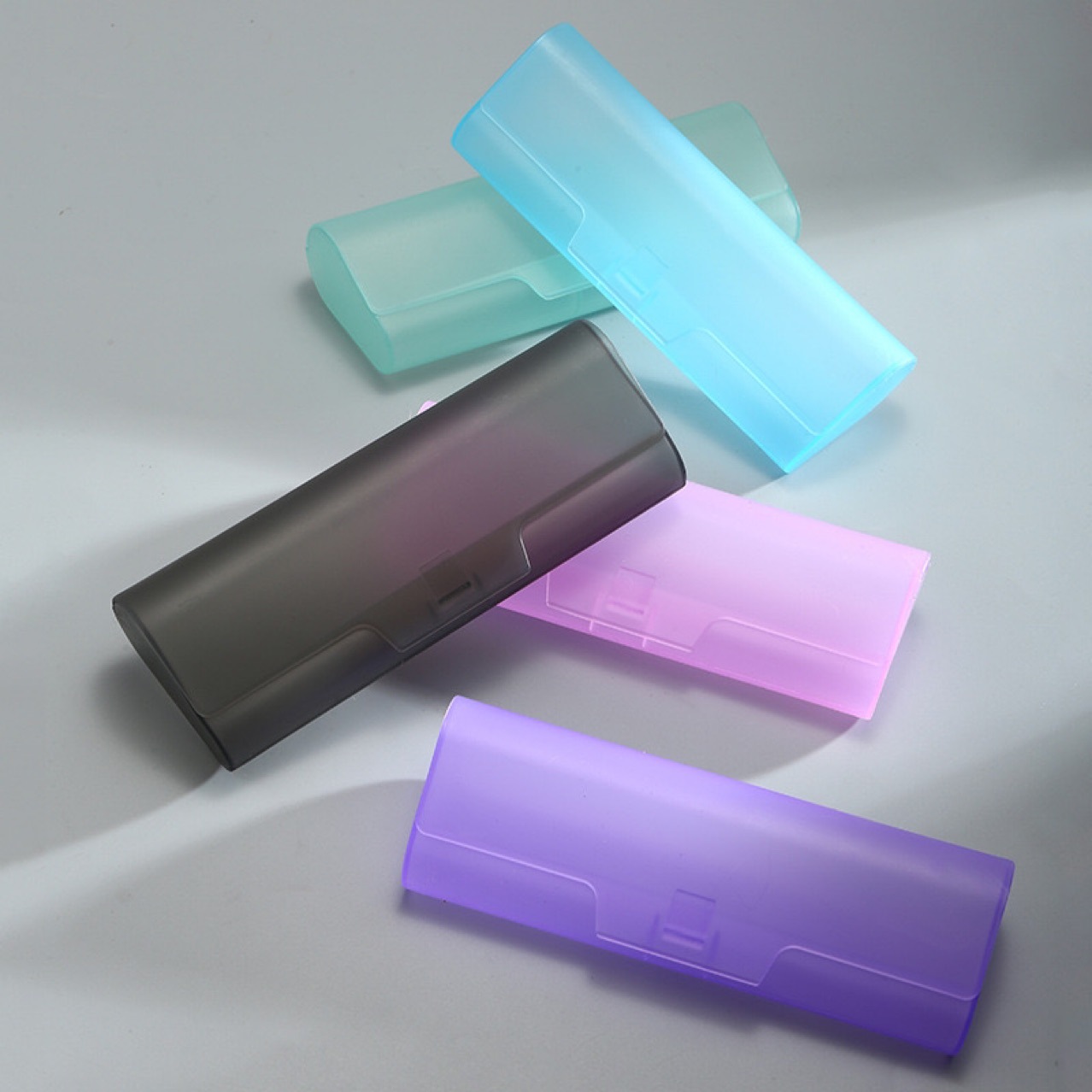 Estuche para gafas esmeriladas, espejo portátil para leer antipresión, espejo plano, caja de almacenamiento de plástico tipo gota de agua de color, carcasa dura simple