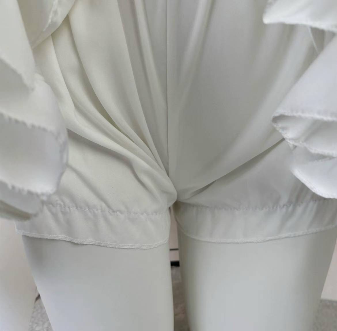 Sweet White Puffy Cake Skirt, High-Waist Pleated Lolita Half Skirt, Polyester — detail image 5