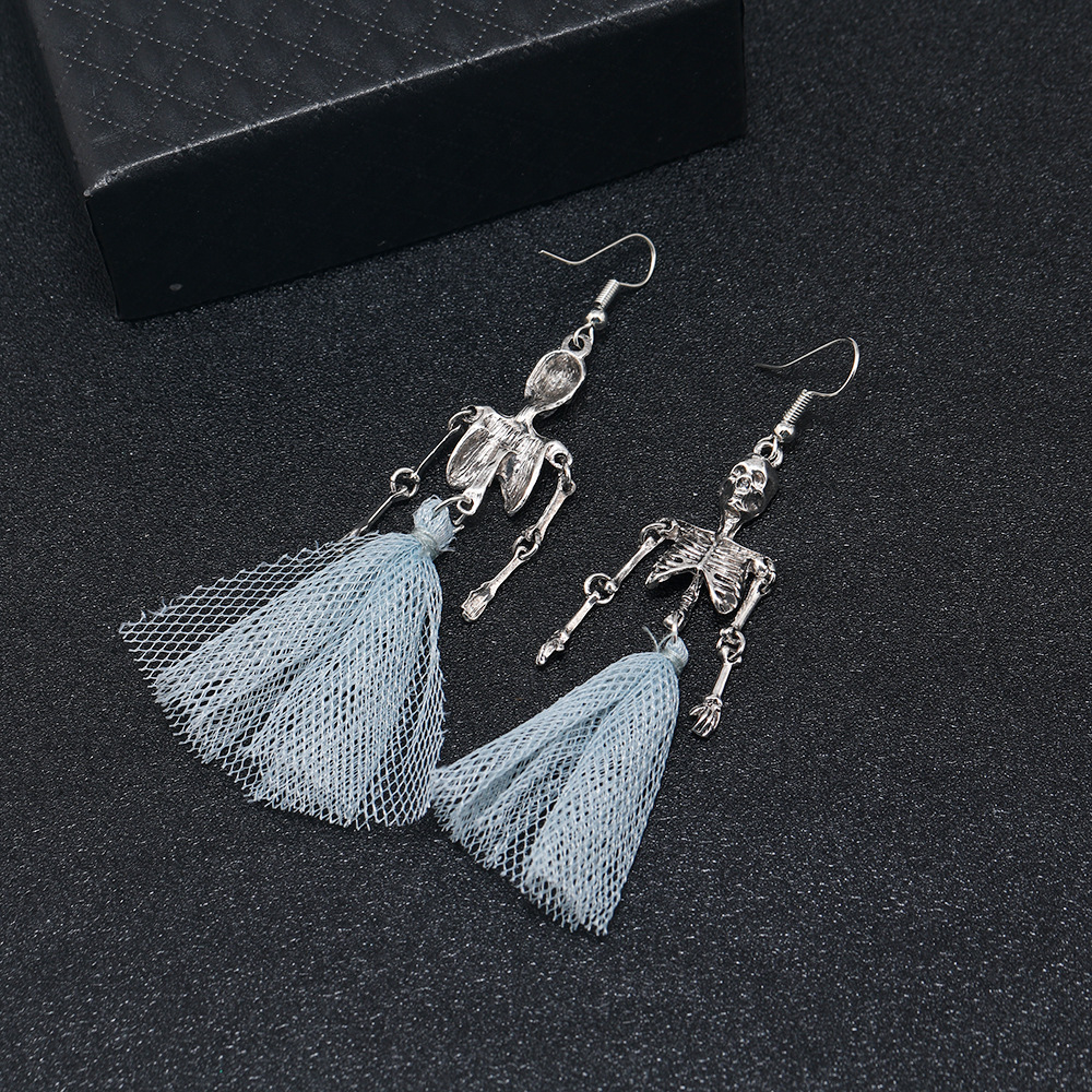 Skull Pattern Unisex Gender 1 Pair Halloween Retro Punk Skull Plating Alloy Drop Earrings
