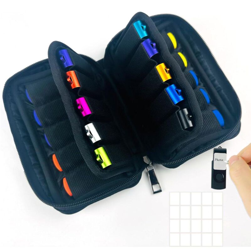 20 U Disk U Shield Storage Carrying Bag Cross-border USB Business Bag Large Capacity Black Diving Material Protective Bag