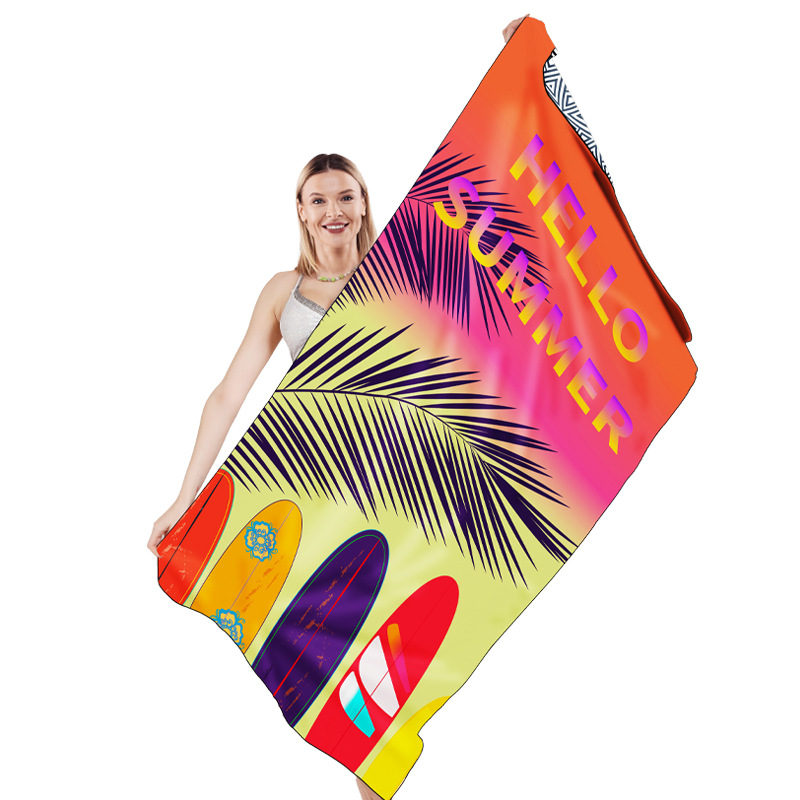 Europa y América transfronterizos toallas de playa doble terciopelo microfibra impresa digital toallas de playa toallas de baño de playa natación