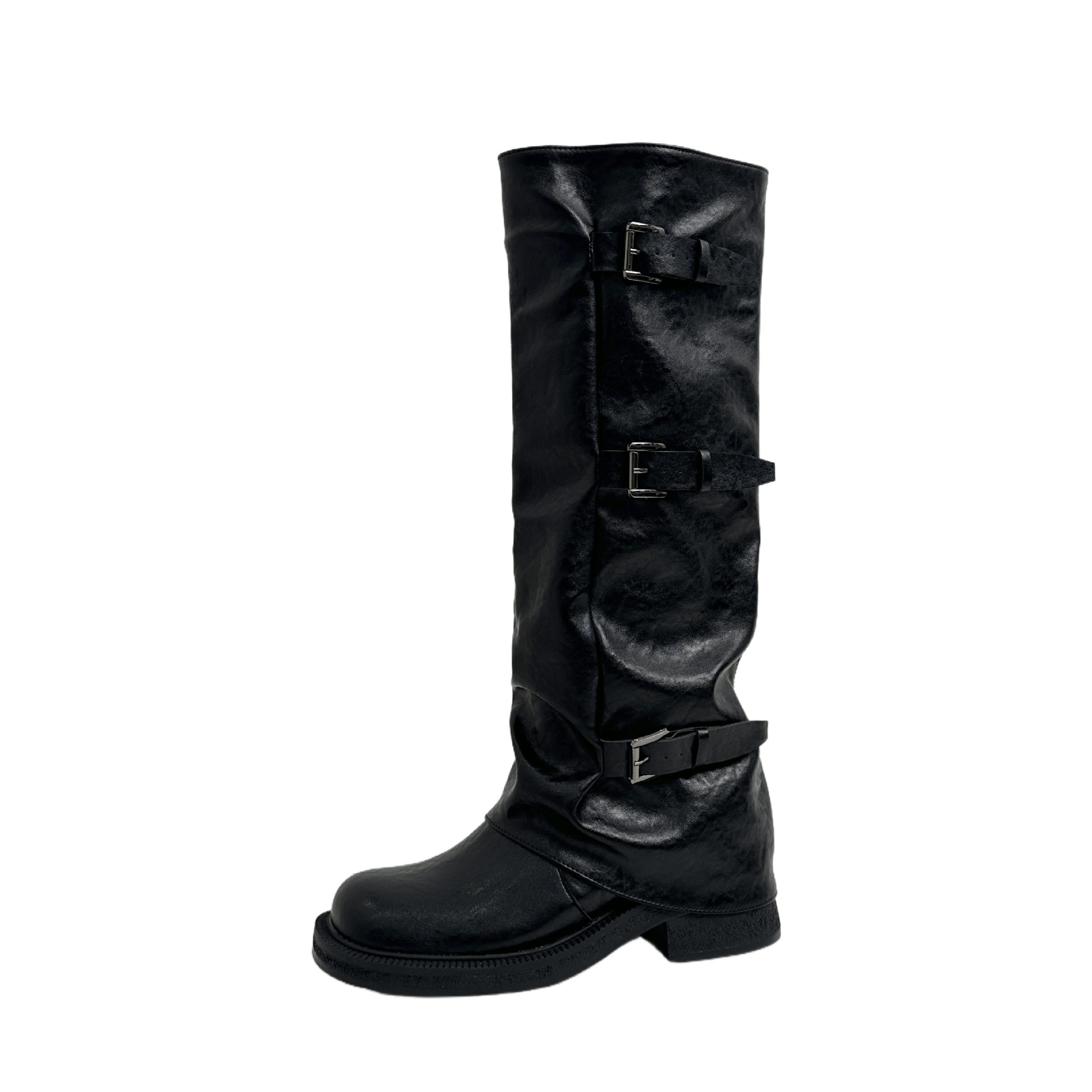 Botas Altas de Caballero para Mujer de 8 cm, Superfibra y Caucho, Con Aumento, Suela Gruesa, para Otoño e Invierno