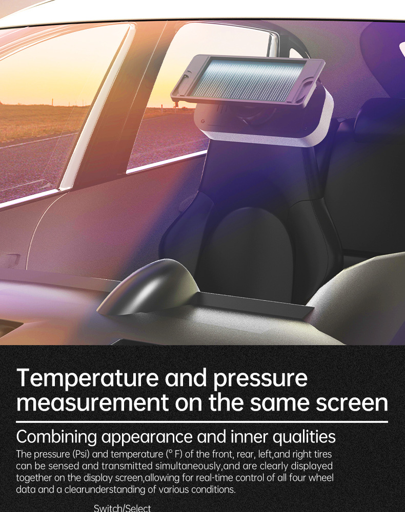 T14 tire pressure monitor sensor internal and external 360 rotating solar high precision universal tire detector