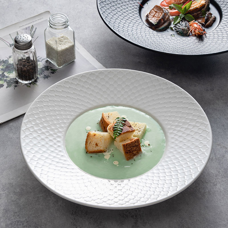 Spaghetti Soup Plate Soup Plate Salad Plate Straw Hat Plate Creative Restaurant Deep Plate Ceramic Western-style Tableware