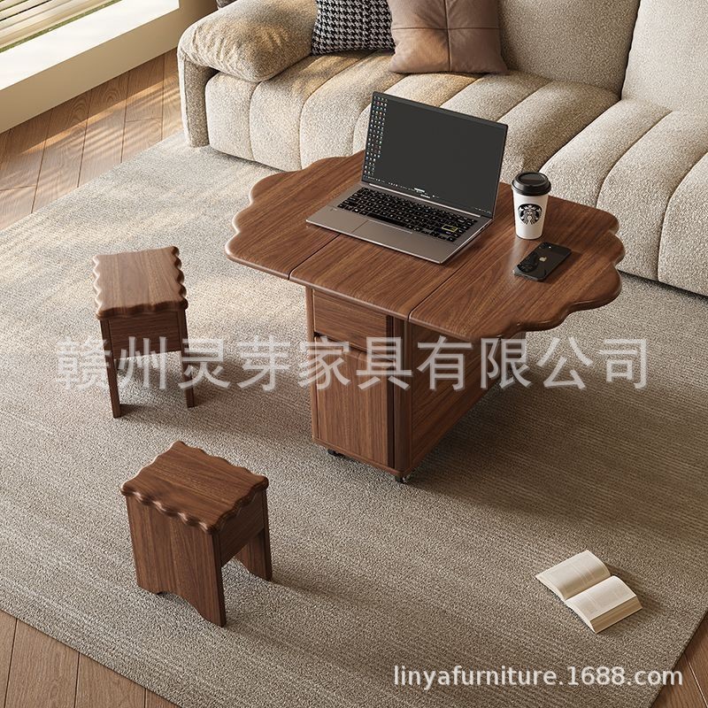 实木小推车茶几家用可折叠移动茶台茶桌小户型客厅多功能沙发边几|undefined