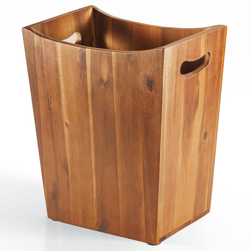 Customized acacia wood trash can for bathroom, bedroom, office, wooden bathroom accessories, bohemian decoration Customized acacia wood trash can for bathroom, bedroom, office, wooden bathroom accessories, bohemian decoration