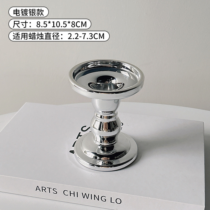 デスクトップ装飾品、家の装飾、ハイエンドの軽い豪華な雰囲気のガラスキャンドルホルダー、ヨーロッパのレトロなローマ柱キャンドルホルダー|undefined