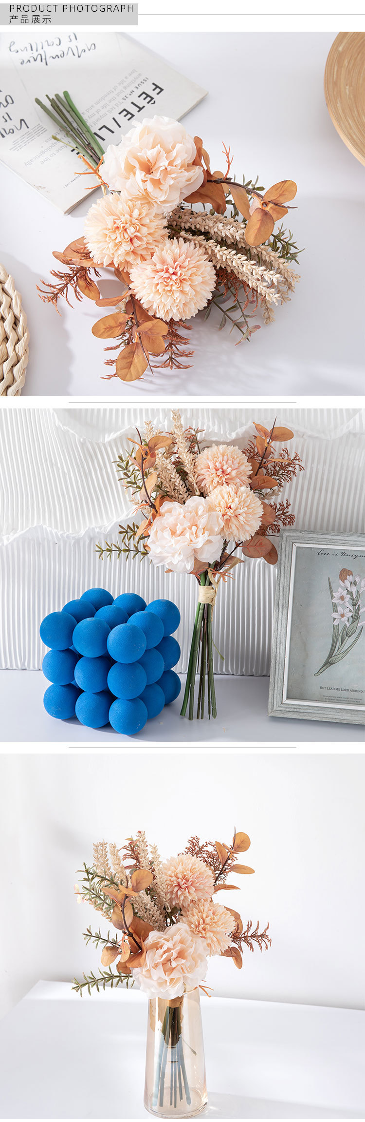 Artificial Flower Bouquet Wedding Decoration Wall Hanging_voghion.com