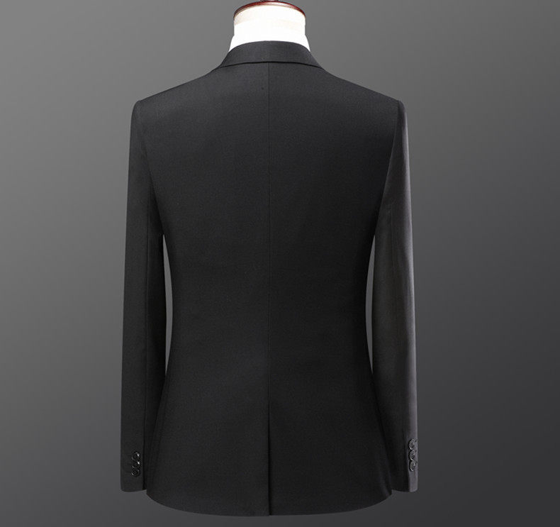 Bộ vest nam hai mảnh dáng ôm, áo vest cổ bẻ phẳng một hàng cúc, lễ phục cưới và đi làm — Bộ áo và quần một cúc màu xanh navy, Bộ đồ hai cúc màu xanh tím than (áo + quần), Bộ đồ hai cúc màu xám (áo + quần), Bộ đồ màu xám một cúc (áo + quần) chi tiết 8