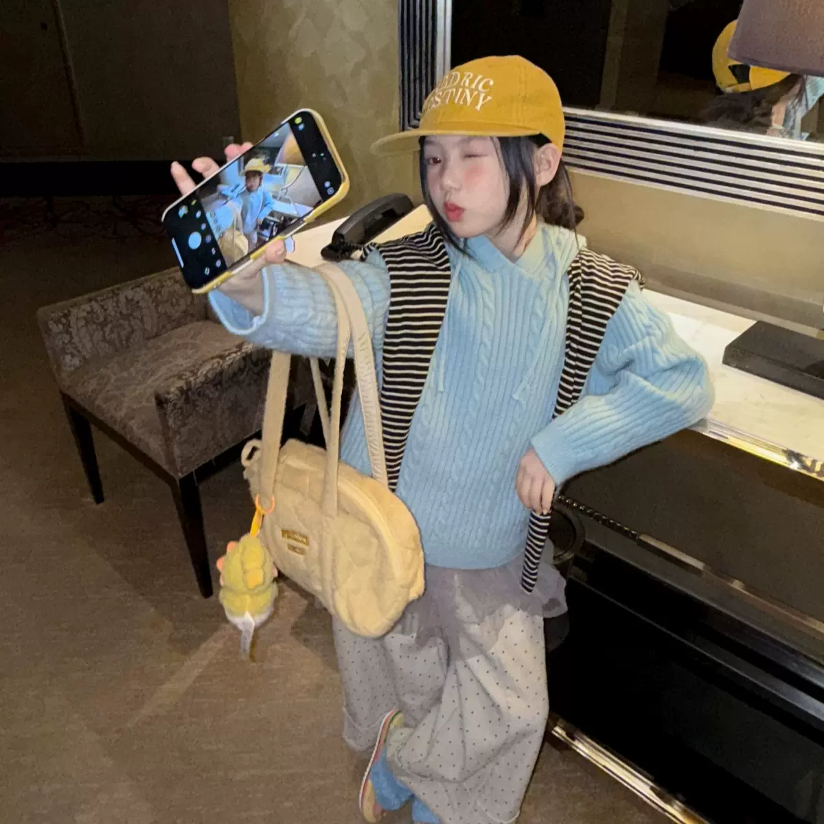 花与寻童装女童毛衣2025年秋冬新款韩版儿童连帽毛衣百搭洋气潮童