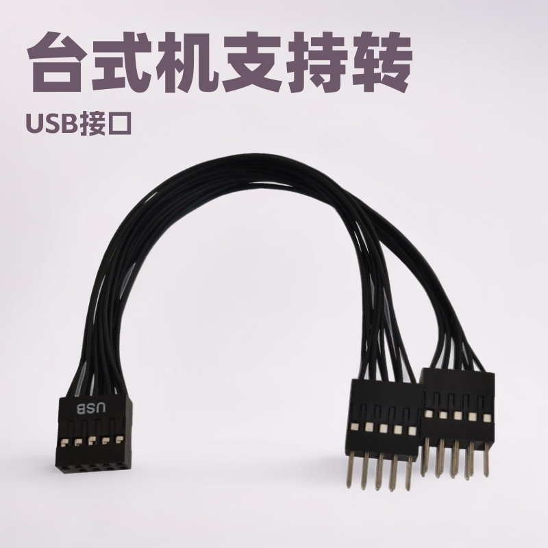 Desktop Computer Motherboard USB 9-Pin Adapter Cable to 9-Pin One-To-Two Extension Cable USB Extension Cable 1-to-2 Data Cable