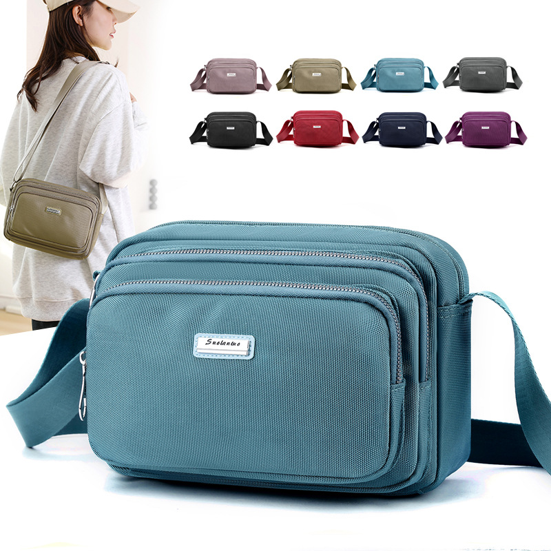 Multi-Layer Crossbody Bag for Women, Lightweight Nylon Small Bag, Nylon Cloth Women's Bag, Fashionable Mom Bag, Women's Single-Shoulder Canvas Bag