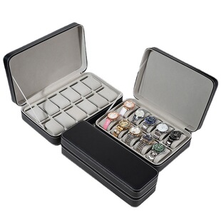 Portable 6-bit 10-bit 12-bit PU Leather Zipper Bag Watch Box Storage Box Bracelet Jewelry Leather Box