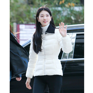 Some of the New 24 Winter Models Are Korean Designer Soo-Ji's Same Style, Waist-Cinching, Color-Blocked, Collared Short down Jackets
