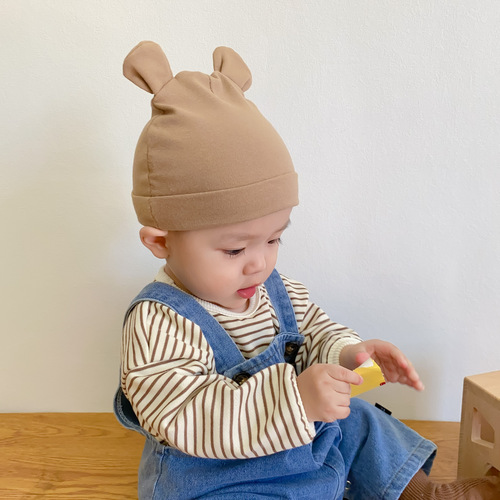 Baby clothes for spring and autumn, stylish and versatile striped round neck long sleeve T-shirt for babies, casual base layer top for outdoor wear