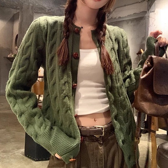 韩版黄色针织毛衣外套女春秋2025新款慵懒风外搭开衫短款小上衣|undefined